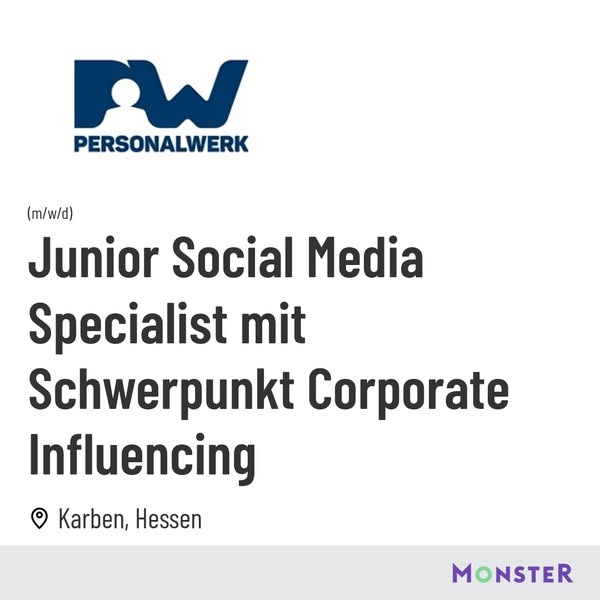 Junior Social Media Specialist mit Schwerpunkt Corporate Influencing